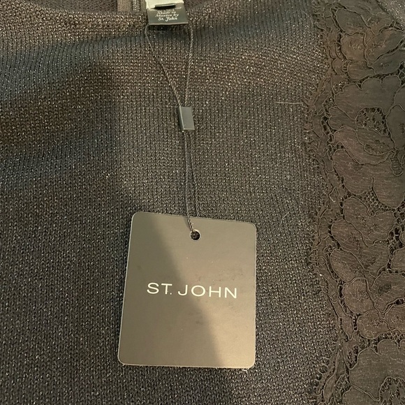 St. John Evening long black dress with embedded lace. - Picture 5 of 7